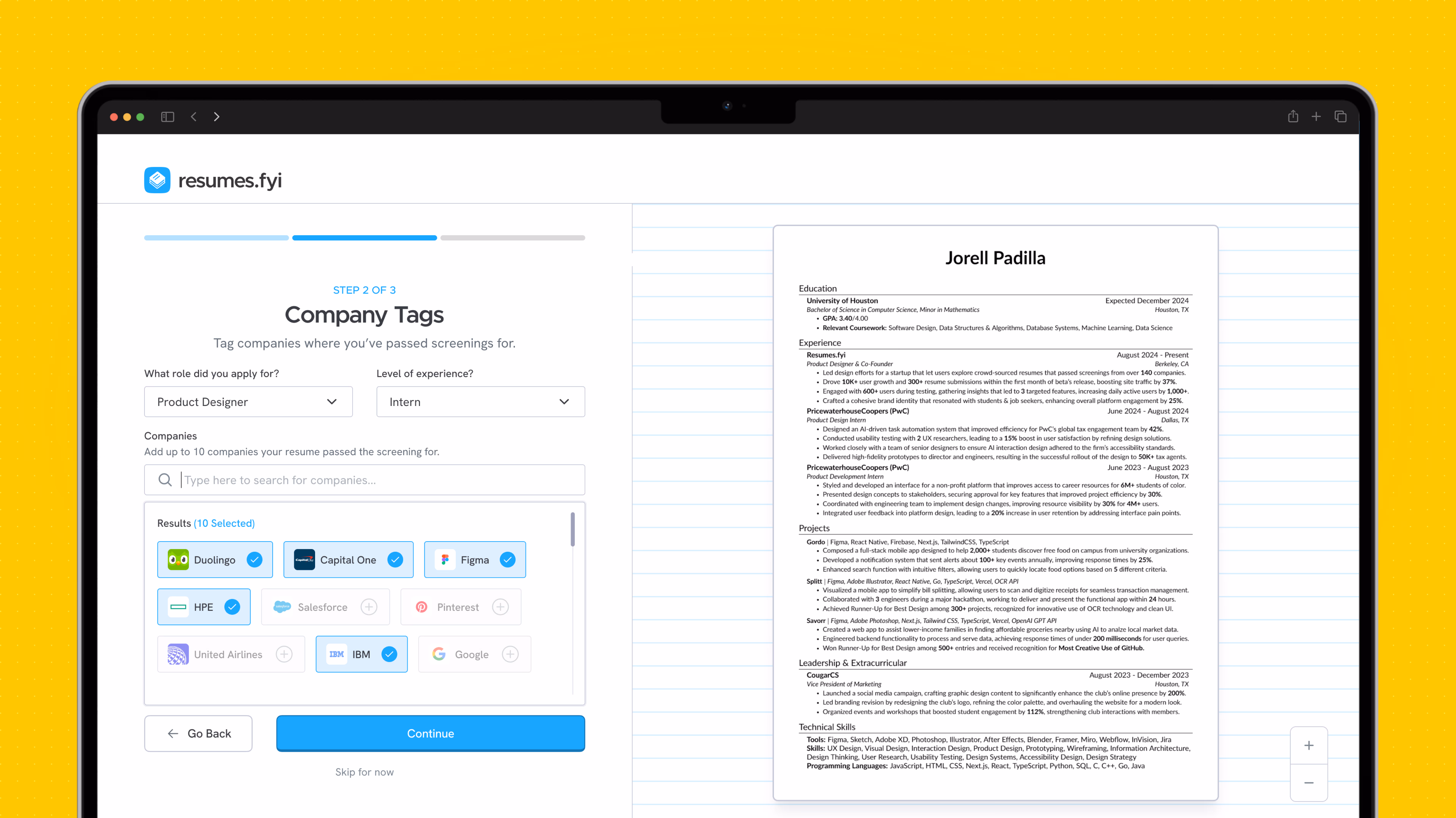 Resumes.fyi company page