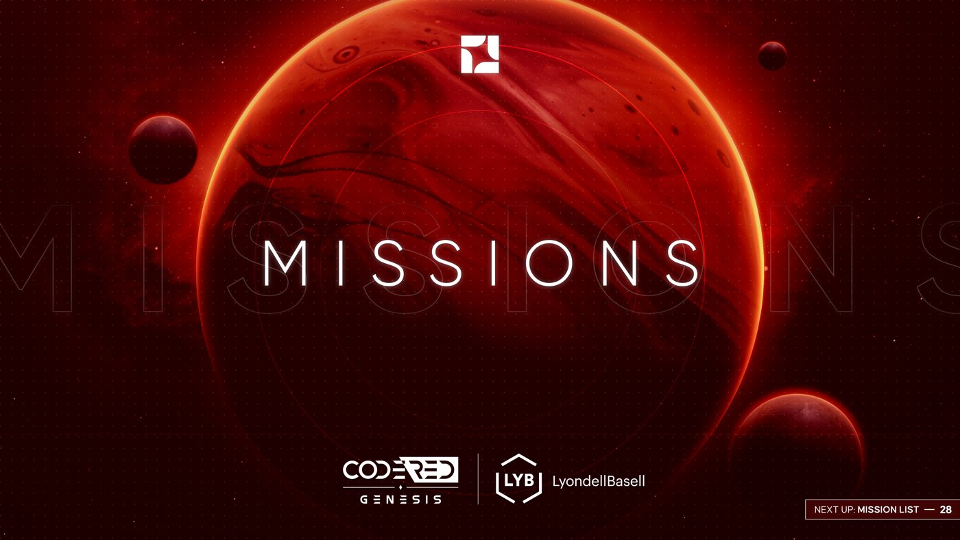 CodeRED Genesis missions slide